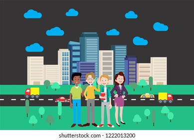 
Exclusive design for people who love vectors with people in a city and night discover the beauty of art in a simple image of beautiful and attractive colors. Look no further, this image will help you