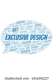 Exclusive Design word cloud. Wordcloud made with text only.