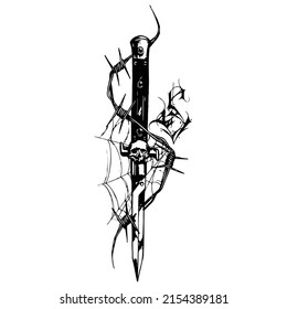 Exclusive devil knife art by illustration. Vector design made for t shirt design. 
