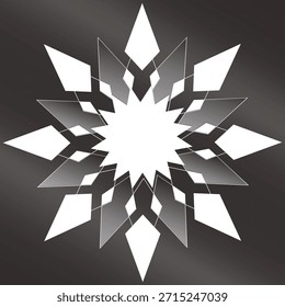 Una obra de arte exclusiva y editable de un solo copo de nieve o Vector de mandala. Una obra maestra y diseños de emblemas únicos sobre fondo gris metálico con combinación de colores degradados.