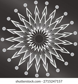 Una obra de arte exclusiva y editable de un solo copo de nieve o Vector de mandala. Una obra maestra y diseños de emblemas únicos sobre fondo gris metálico con combinación de colores degradados.