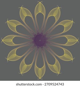 Una flor geométrica espirógrafo exclusiva y editable con abstracto geométrico. Una obra maestra de arte de Vector de loto o mandala del ilustrador de mezcla que usa pétalos de espirografo superpuestos.