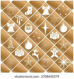 Una obra maestra de Vector exclusiva y editable. Patrón sin fisuras temático de Navidades con Navidades que repiten la rejilla de ilusión del motivo. Fondo de patrón de Vector de Festiva.