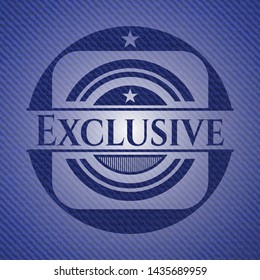 Exclusive emblem with jean texture. Vector Illustration. Detailed.