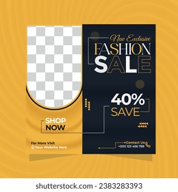 Exclusive fashion sale social media poster design or Instagram fashion poster template