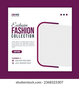Exclusive Fashion Social Media Post Design. Instagram or web banner template for advertising.