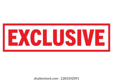 Texto exclusivo de estilo plano con rectángulo de línea de color rojo alrededor. Ilustración vectorial para sello, sello, etiqueta, signo, símbolo, video, web. Palabra aislada en fondo blanco.