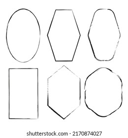 Exclusive frames. different grunge frame shapes. Ink paint brush stain. stock image.