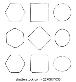 Exclusive frames, figures. Different frame set. Hand drawn old sketch. stock image.