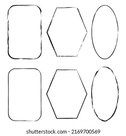 Exclusive frames, figures. Different grunge frame shapes. Design element. stock image.