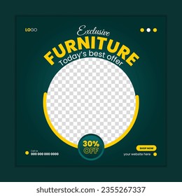 Exclusive furniture instagram post or furniture social media banner for  home interior product sale