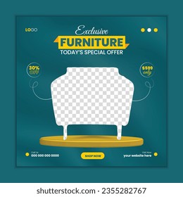 Exclusive furniture instagram post or furniture social media banner for  home interior product sale