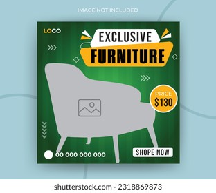 Exclusiva promoción de productos de muebles publicación de medios sociales o plantilla de banner web cuadrado