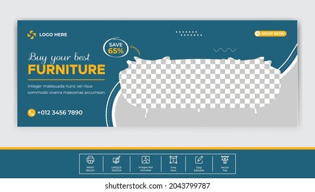 Exclusive furniture sale social media  cover template design