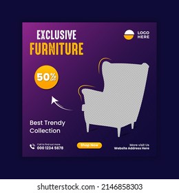Exclusive furniture social media post banner  design template