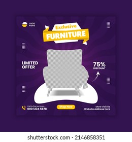 Exclusive furniture social media post banner  design template