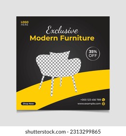 Exclusive Furniture social media Post  vector template.