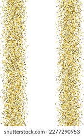 Exclusive gold confetti powder scatter pattern. Triangle square circle star granules vector. Party materials. Luxury scruple particles grain confetti. Party decoration spark splash