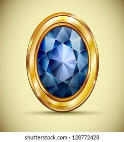 exclusive golden button with diamonds. Wedding decorations. Brooch. Vector.