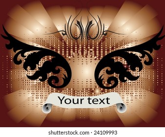 Exclusive Golden decorative banner with floral wing.visit my gallery for more