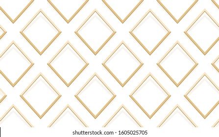 Exclusive golden geometric seamless pattern background with squares. 