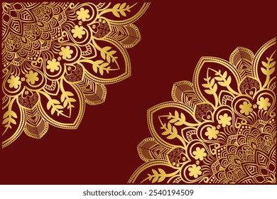 Exclusive Golden Mandala Design, can be used in background of cards 