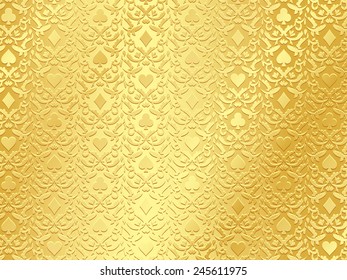 Exclusive golden poker background with card symbols