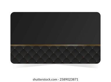 Exclusive golden VIP pass template. Black leather background with copy space. Vector illustration on transparent background