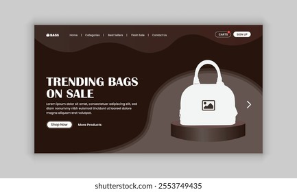 Exclusive Handbag sales website home page template or Single product sales landing page design