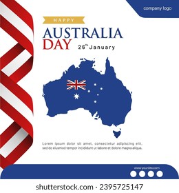 Exclusive Happy Australia Day Vector Illustration for Formal Greeting Card. Editable Design for Banner,Poster, Advertisement, and Printing Document.