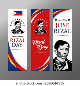 Exclusive Happy Rizal Day Vectical Banner and Greeting Card Set