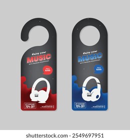 Auscultadores exclusivos porta cabide marketing post banner design com dois pacotes de cores diferentes