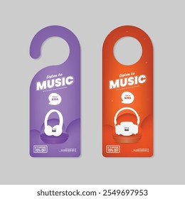 Auscultadores exclusivos porta cabide marketing post banner design com dois pacotes de cores diferentes