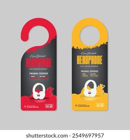 Auscultadores exclusivos porta cabide marketing post banner design com dois pacotes de cores diferentes