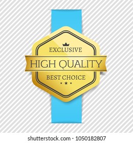 Exclusive High Quality Best Choice Golden Award Guarantee Label Logo Isolated On Striped Background Gold Stamp Vector Illustration Sticker With Crown