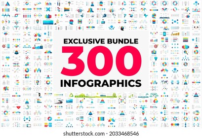 Exclusive Huge Infographics Bundle. 300 presentation slide templates - timelines, ecology, education, medical, maps, puzzle, arrows and doodle. Bestsellers collection.