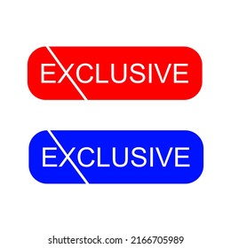 Exclusive icon. label Exclusive in red and blue. minimal and creative design. vector illustration