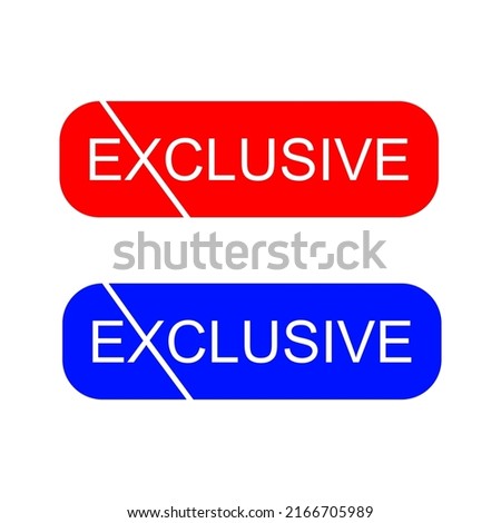 Exclusive icon. label Exclusive in red and blue. minimal and creative design. vector illustration