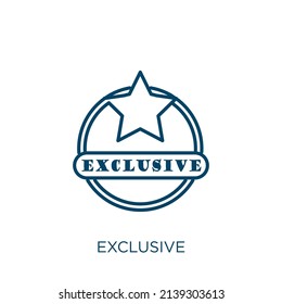 exclusive icon. Thin linear exclusive outline icon isolated on white background. Line vector exclusive sign, symbol for web and mobile