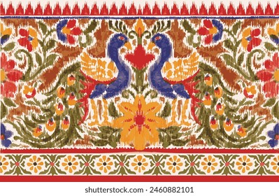 exclusive ikat and mughal pattern border design