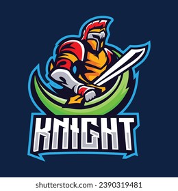 Exclusive knight e-sport logo template. Warrior medieval style logo design vector.