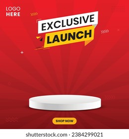 Exclusive Launch social media post with podium