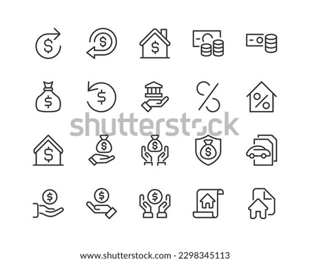 Exclusive loan thin line icons set. Big package of modern minimalistic pictograms for mobile UIUX kit, infographics and web sites