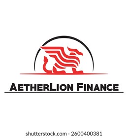 Exclusive logo with dynamic winged lion, symbolizing strength, speed and prosperity. Red and black colors reflect firmness and trust in the financial world. Suitable for investment company branding.