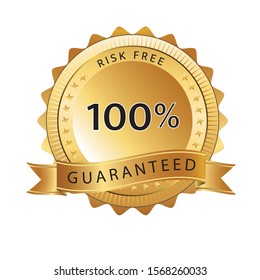 Exclusive And Majestic 100% Risk Free Guarantee Golden Badge Design