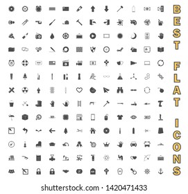 Exclusive Mega Bundle Icons Pack. Collection universal solid vector icons for website, project, business, infographic, web design, mobile app, online market. Isolated Elements on White Background.