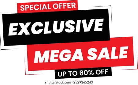Exclusive Mega Sale Promotional Ecommerce Offer Design Marketing Symbol