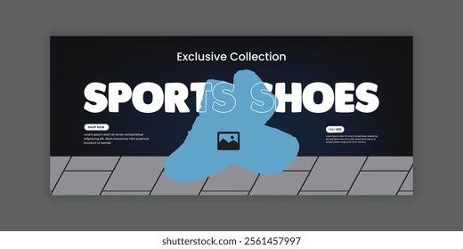 Exclusive Modern Sports Sneakers Fashion Social Media Cover Template and Sneakers Online Marketing banner Design