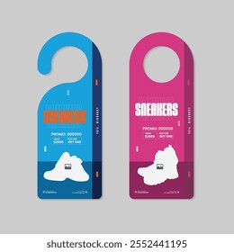 Exclusive Modern sports Sneakers sale  door hanger template with two concept variations design