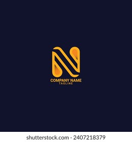 Logotipo exclusivo de letra N, diseño de logotipo degradado